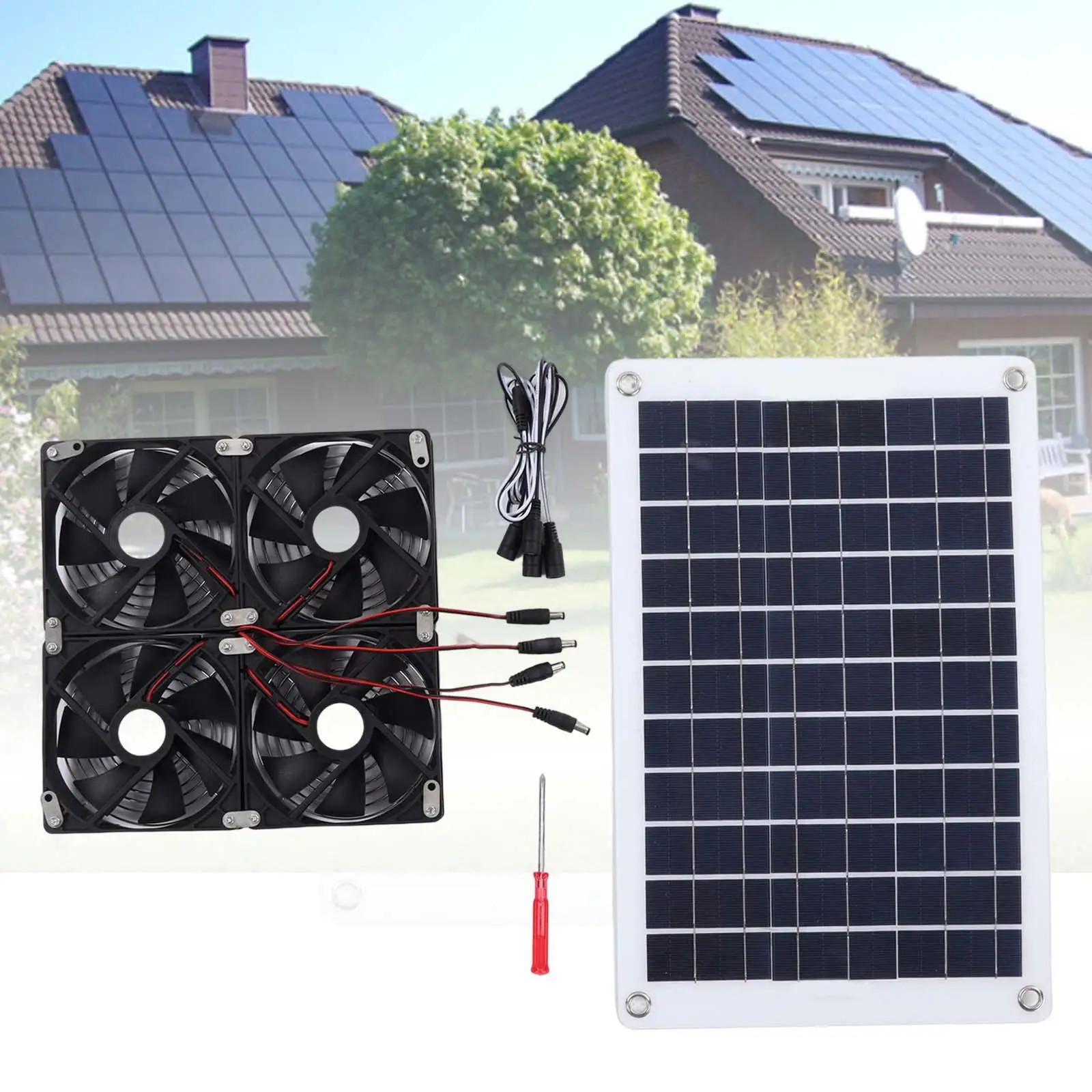 Solar Panel Exhaust Fan Solar Panel Fan Kit Mini Ventilator Portable for Greenhouse Dog House Sheds Outside Small Chicken Coops
