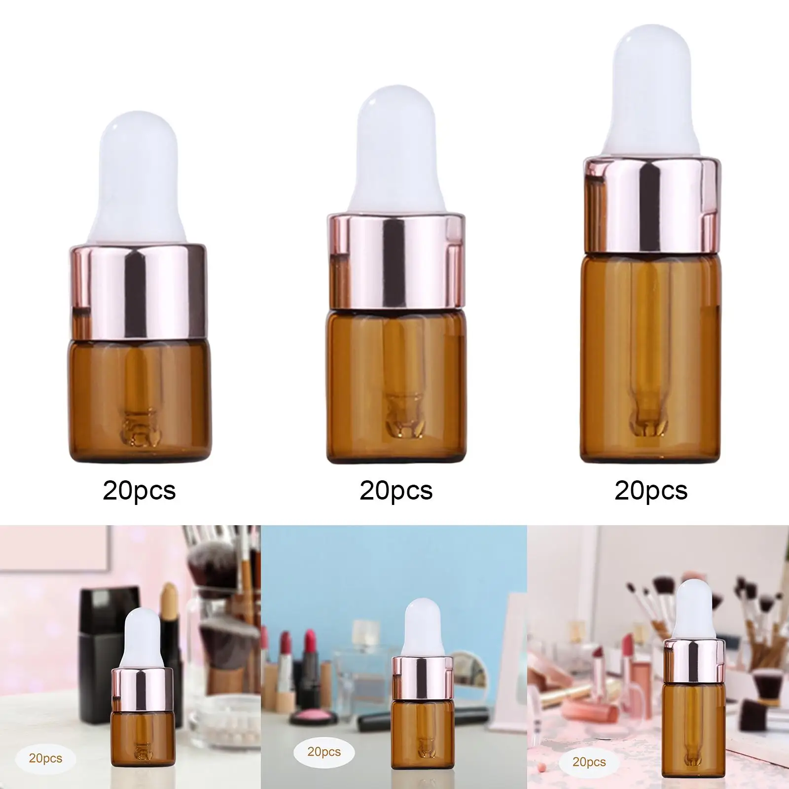 20 Pieces Essential Oil Dropper Bottles Travel Bottles Leakproof Vials Oil Cosmetic Liquid Sample Perfume Essential Oil