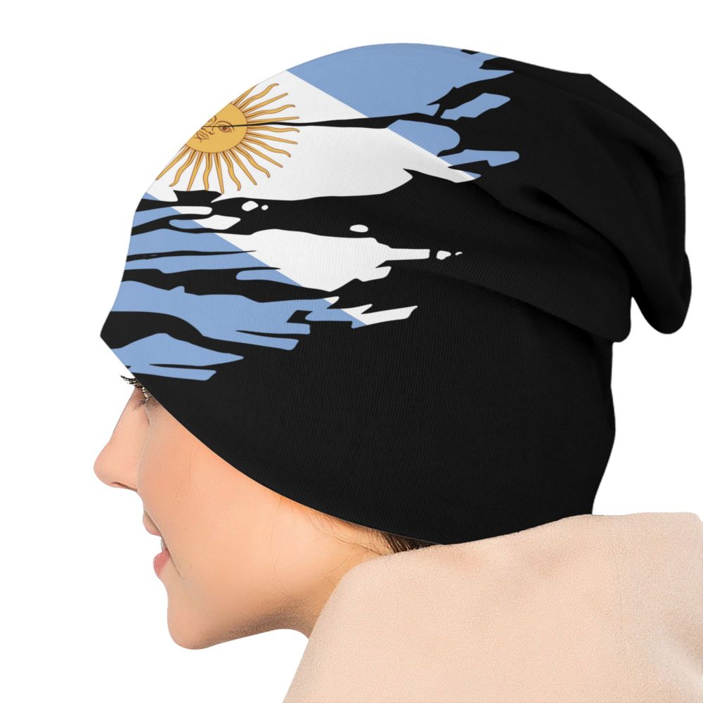 Benutzer definierte Flagge von Argentinien Schädel Mützen Mützen Männer Frauen Unisex Straße Winter warme Strick mütze Erwachsenen Motorhaube Hüte – Detail 29