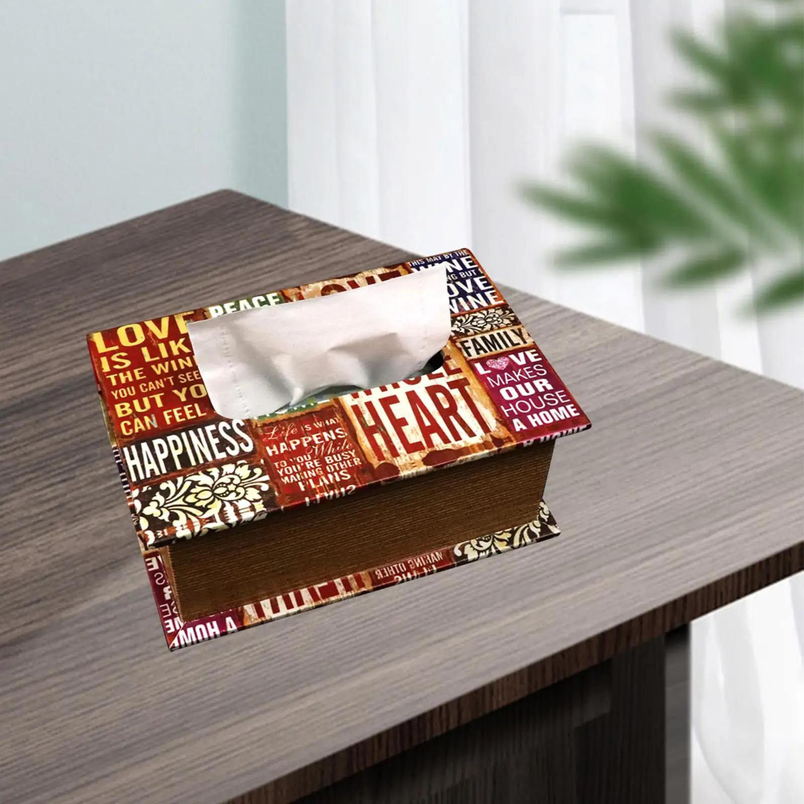 Retro Tissue Box  Wooden Stylish for Barber Shops Decor Car Dining Room