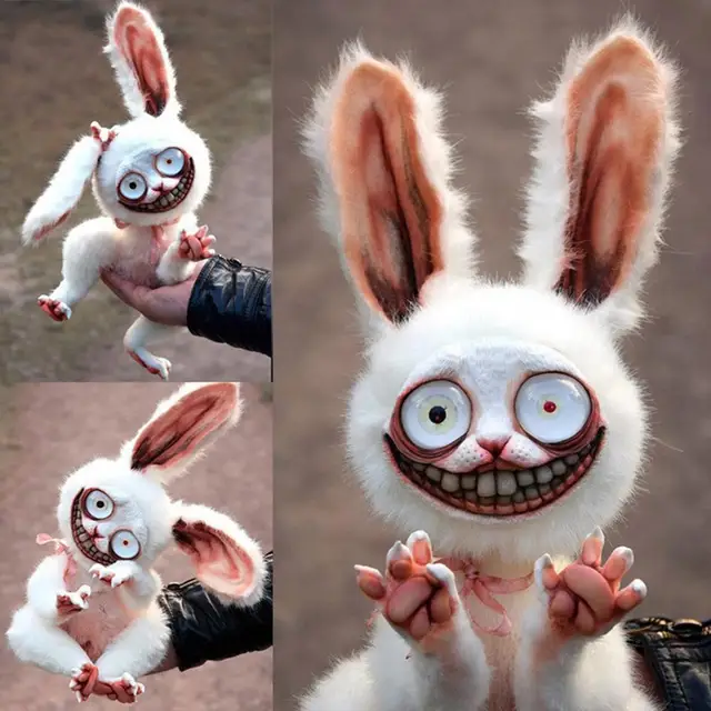 Creepy Bunny Plush Cute Horror Dreadful Easter Rabbit Plushie Toy Spooky Bunny  Doll Stuffed Animal Huggable Pillow For Halloween - AliExpress