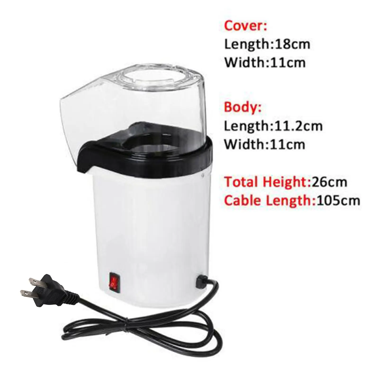 Automatic Hot Air Popcorn Machine Oil- for Family Party Kitchen Gadgets