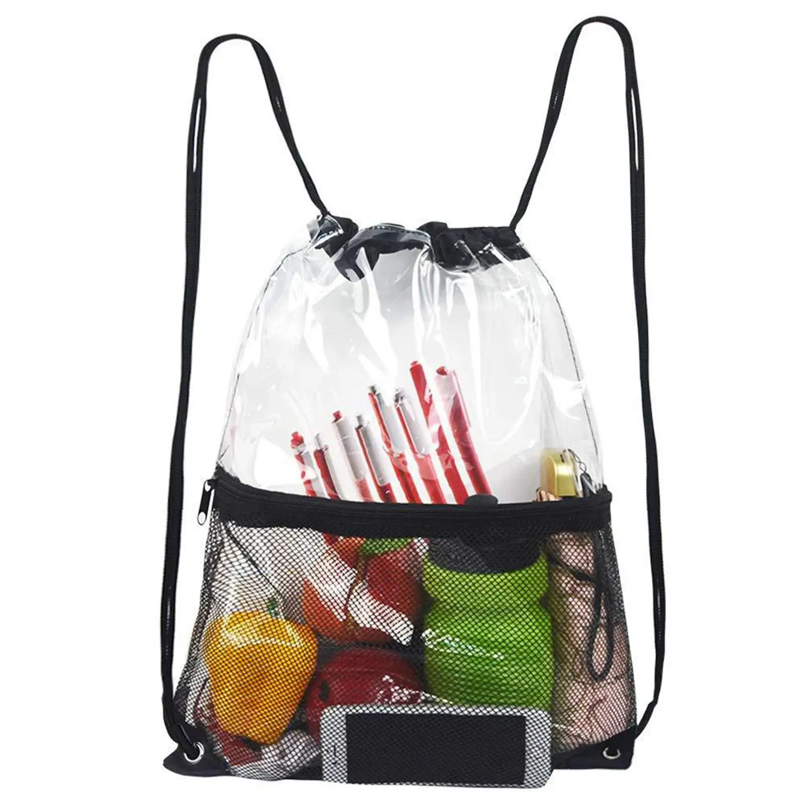 Clear Drawstring Backbag Clear Bag Storage Bag Waterproof Draw String Sport Bag Cinch Bags for sports Men Women Yoga Equipment