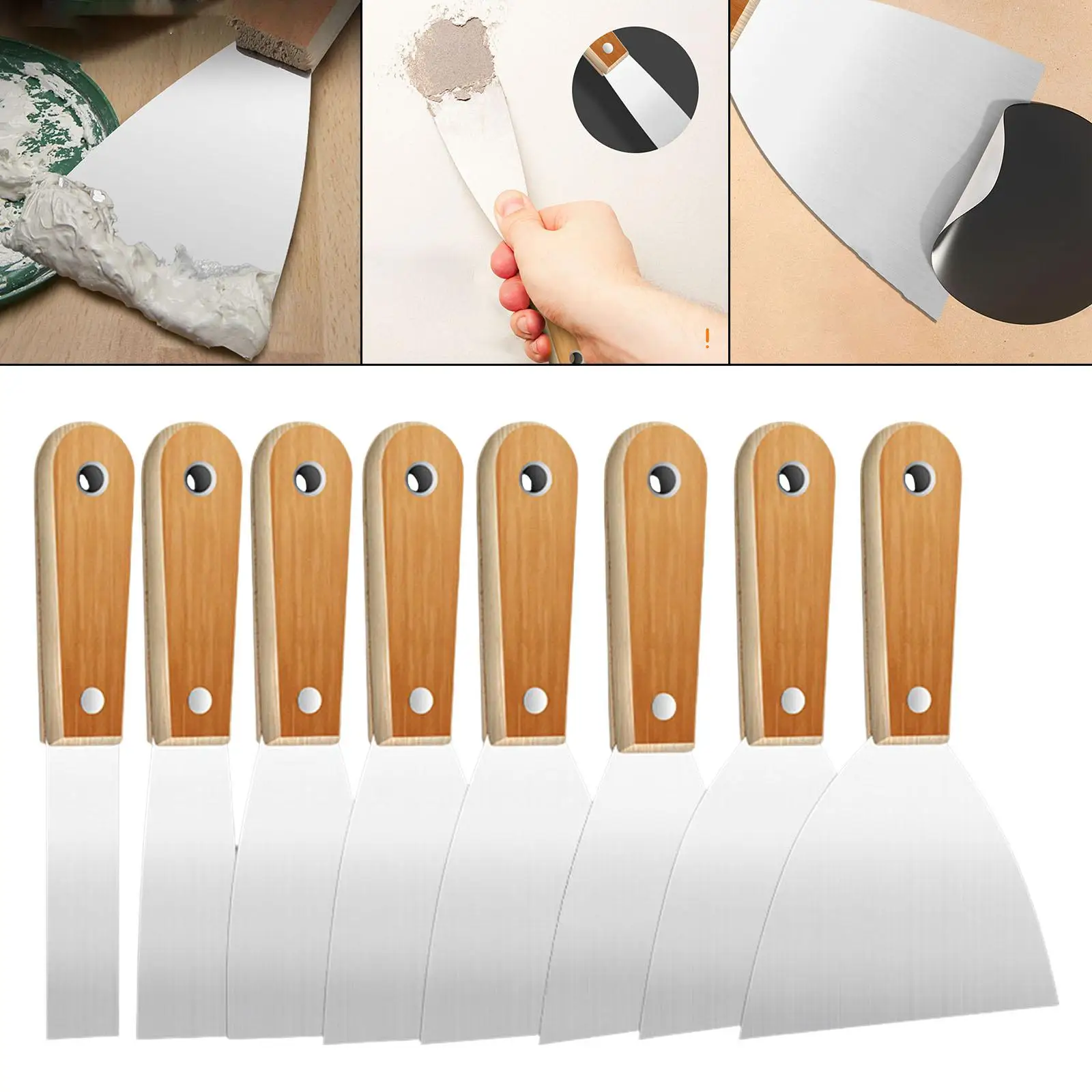 8x Putty Scrapers Shovel Hand Construction Tools Spatula Wallpaper Scraper for Spreading Wall Cleaning Decorating Filling