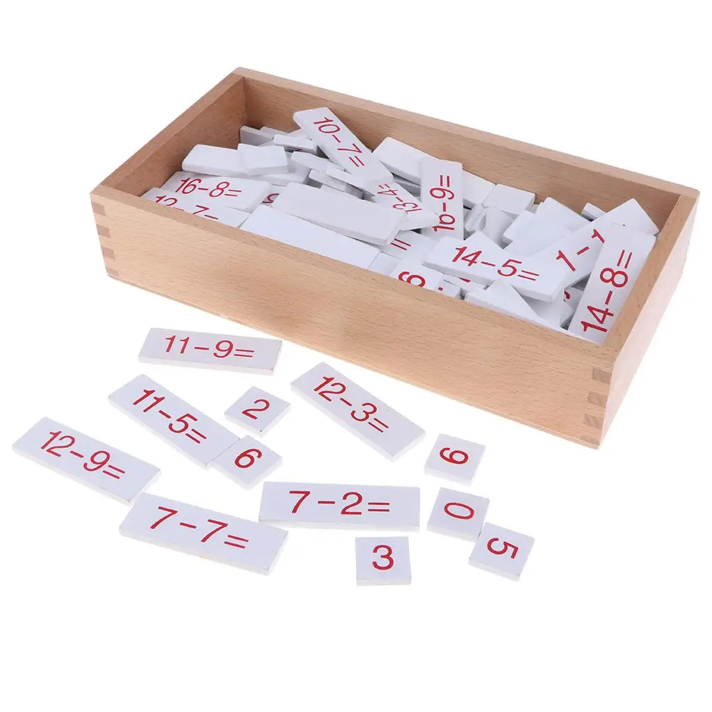 Wooden  Arithmetic Box  Mathematics Material - Math Equations Cards  Learning - Subtraction