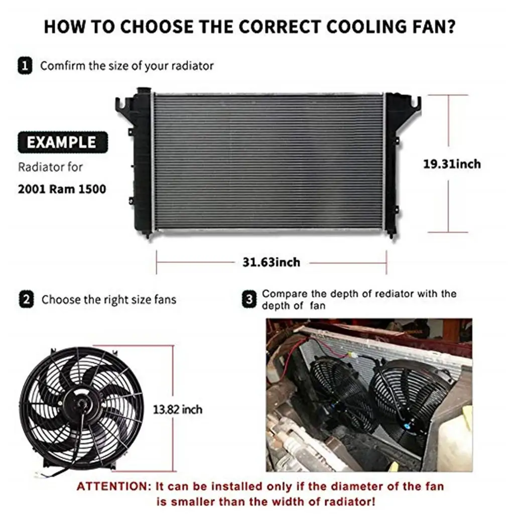 Universal New 14in  Electric Radiator Cooling Fan + Mounting Kits