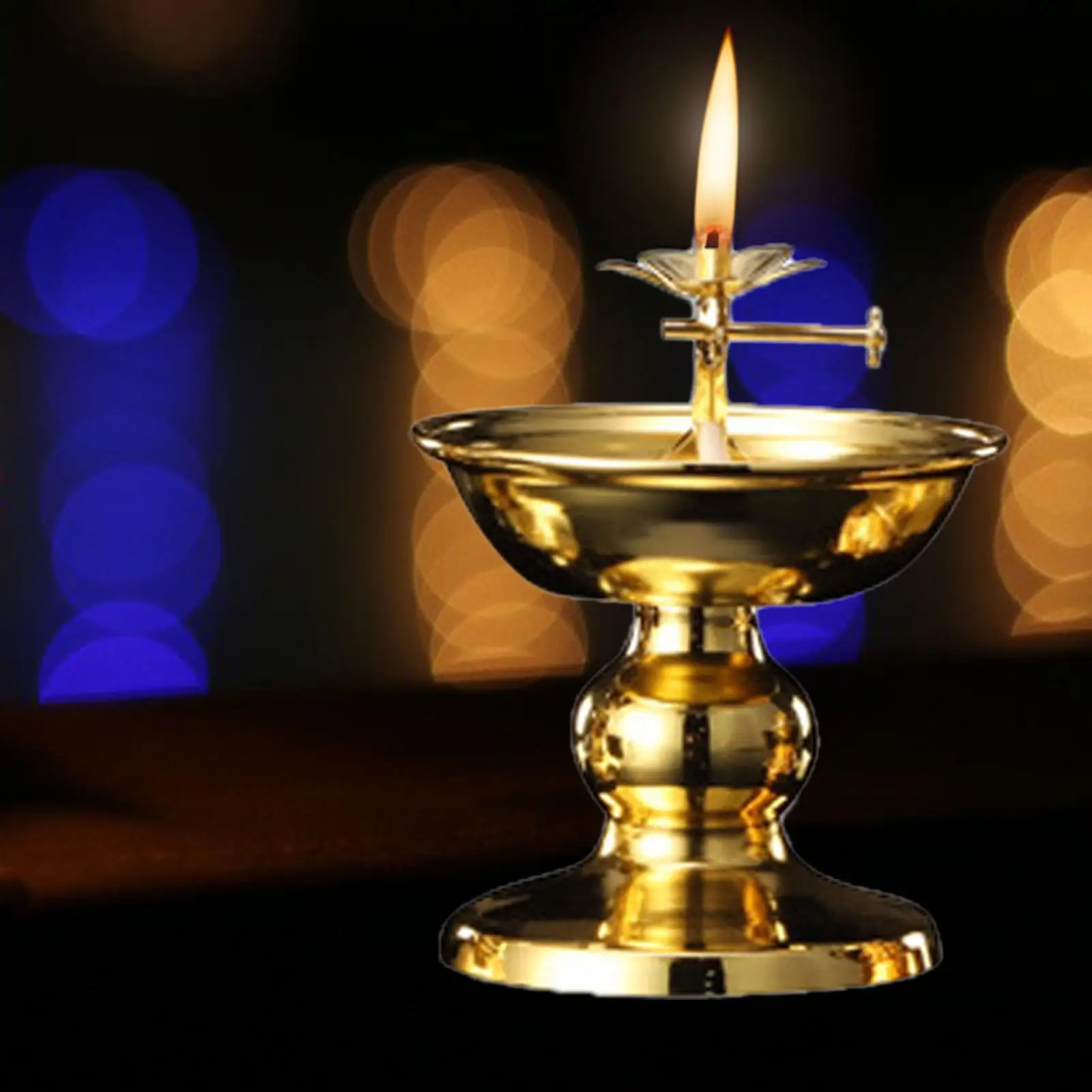 Alloy Ghee Lamp Holder Tealight Holder Buddhist Altar Supplies Temples Oil Lamp Holder for Buddha Table Home Parlor Office Decor