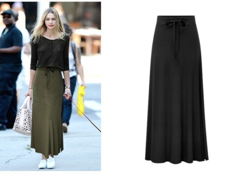 Title 6, Cotton Elastic Waist A-line Skirts Casual Autum...