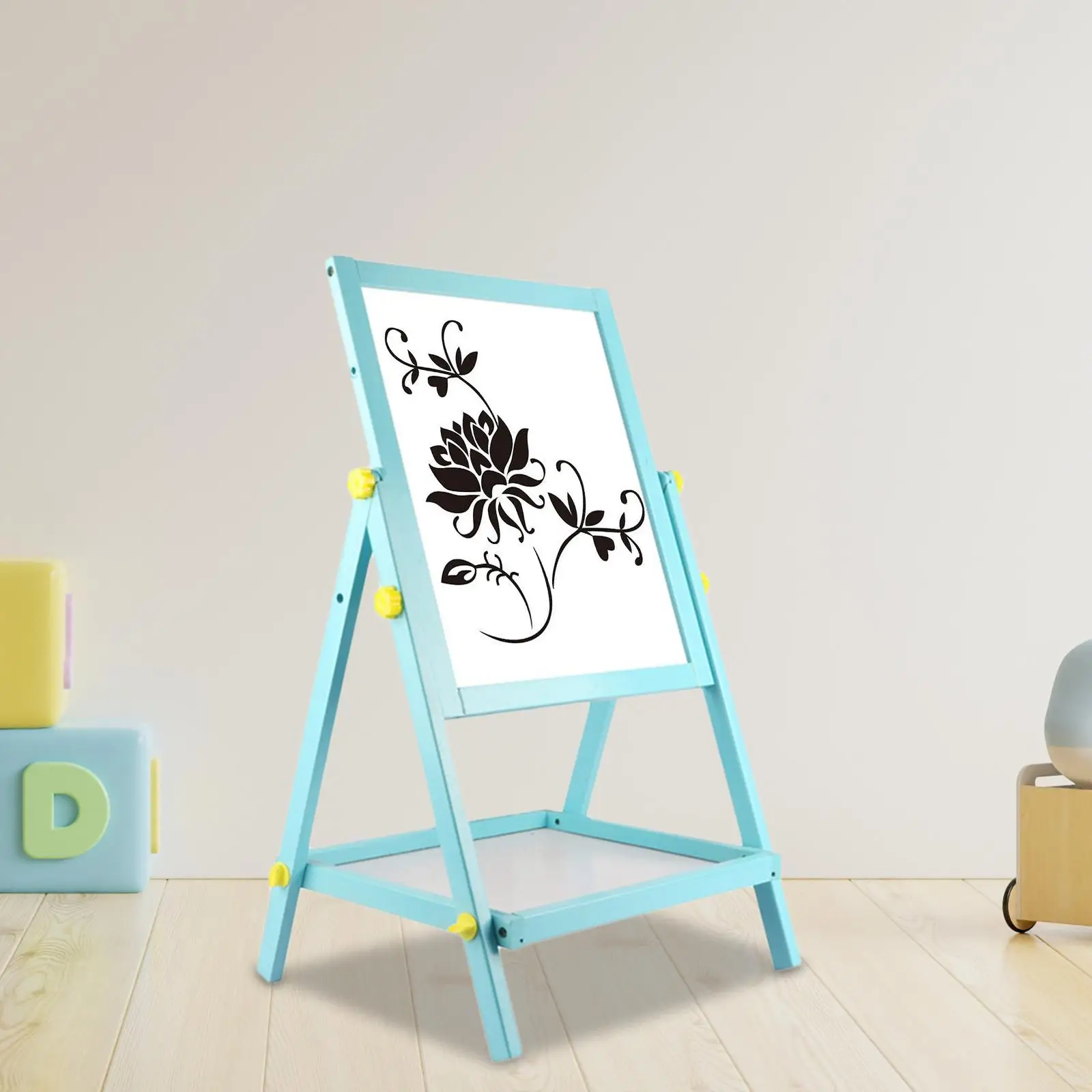 Art Easel Double Sided Whiteboard & Chalkboard Teaching Aid Dry Easel Board Drawing 2 in 1 Easel Drawing Board for Kids Children
