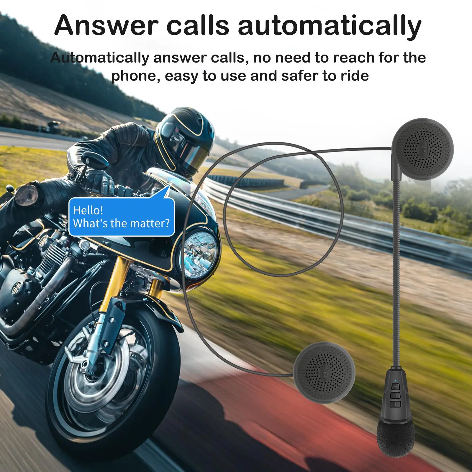 Motorcycle Helmet Bluetooth Headset 1 Pair Auto Answer Noise-Canceling Motorcycle Intercom Headset for Tablet Mac Outdoor Sports