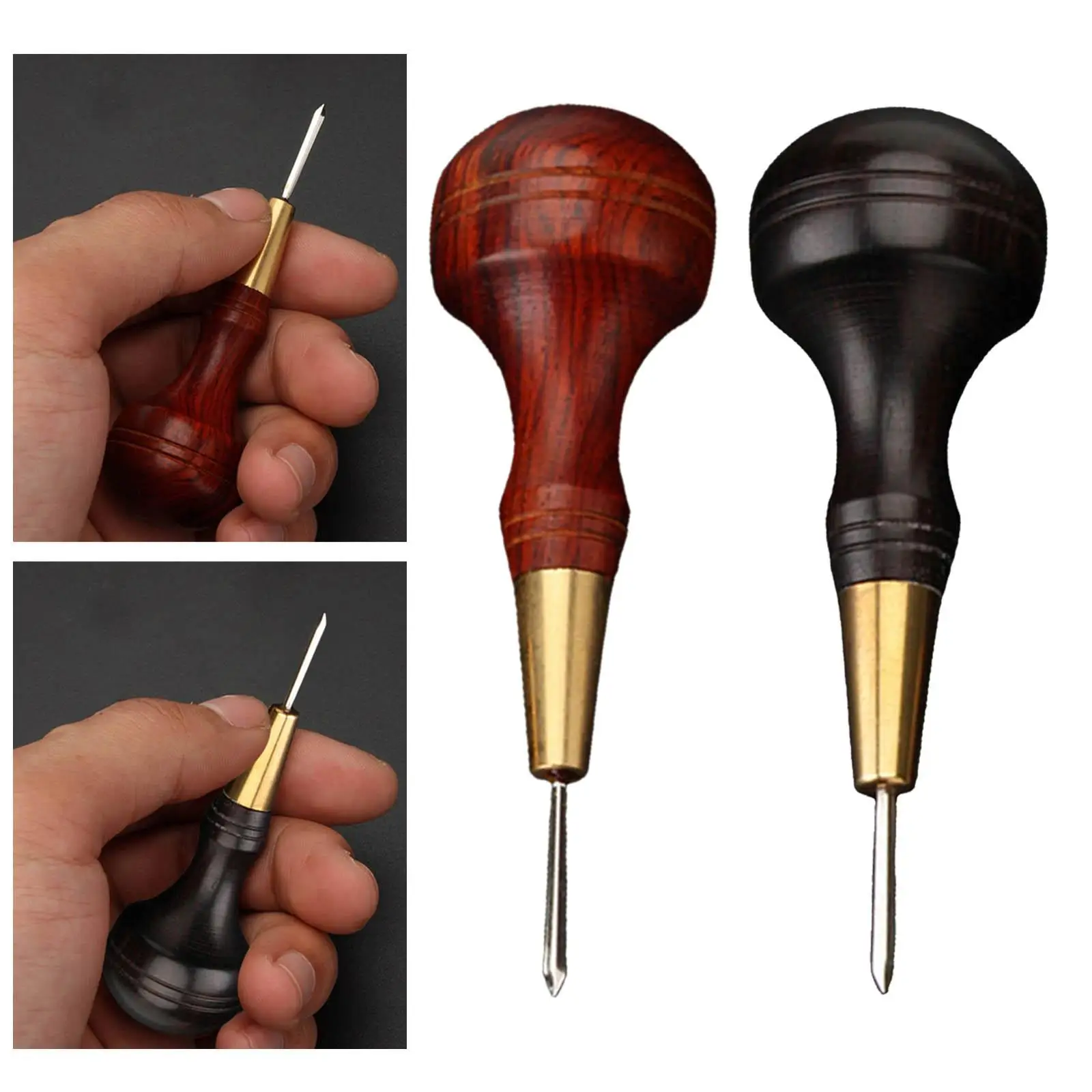 Awl Tool Hand Stitching Leather Craft Sewing Gourd Shape Scratch Awl for DIY Handmade Pin Punching Leather Punch Hole