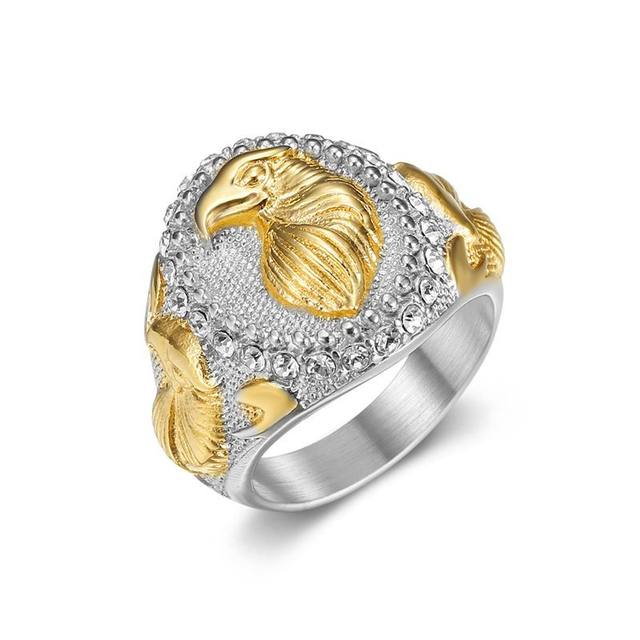 14K Gold Over Diamond Eagle ring Man eagle ring high quality Eagle lion ring Eagle head ring Jewelry lion ring Jewelry bird ring Lion animal ring