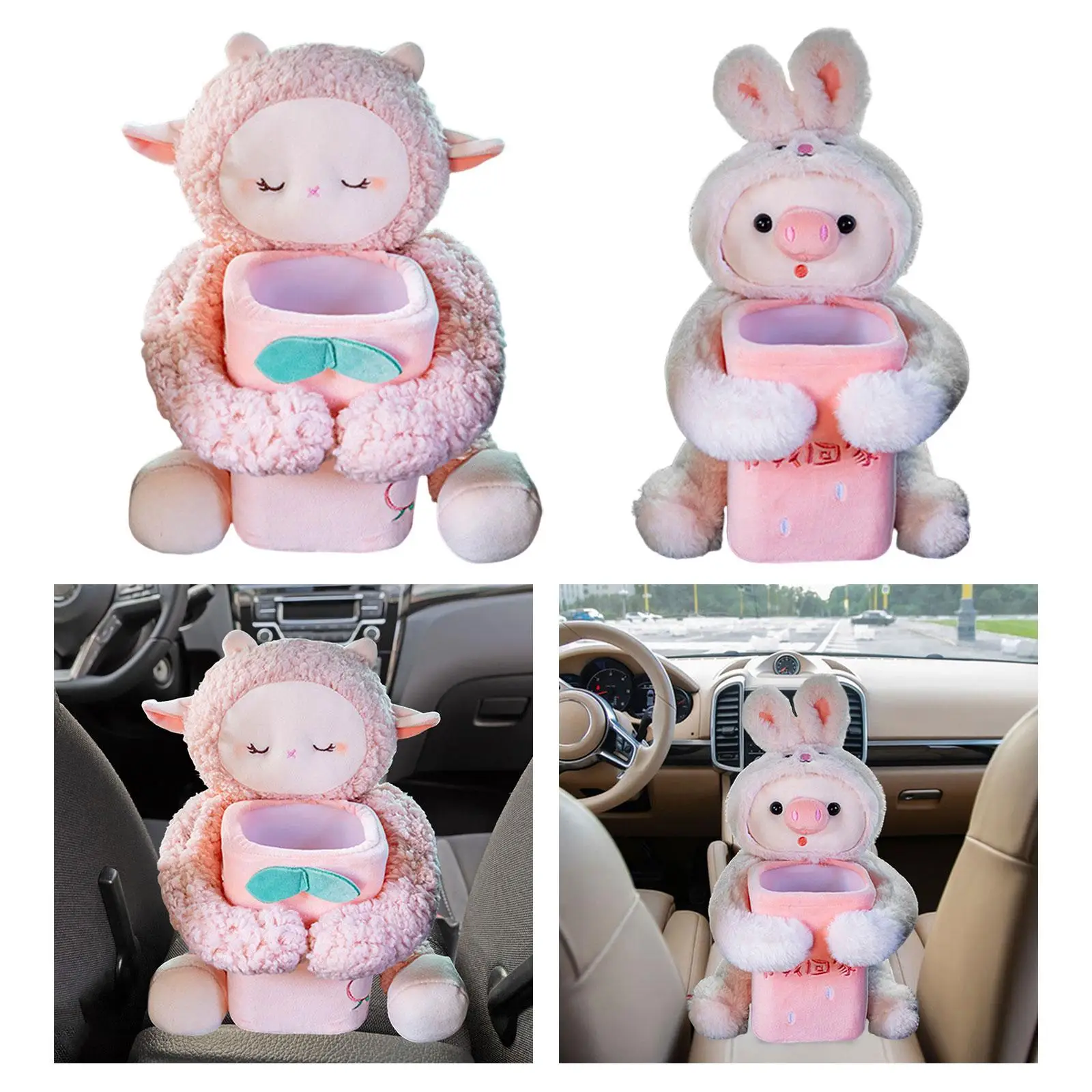 Paper Napkin Storage Box Plush Doll Decor Tissue Holder Portable Plush Paper Storage Holder for Bathroom Car Office Home