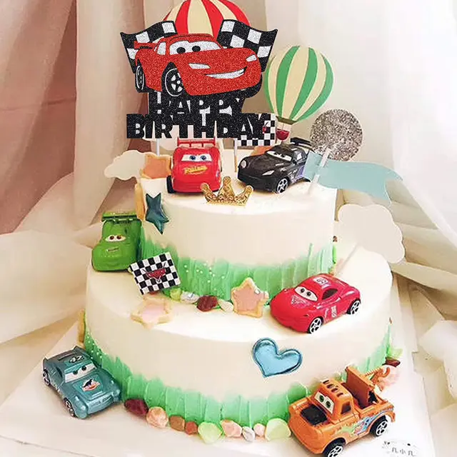 Auto con faccina sorridente candela di compleanno decorazione torta dei  cartoni animati plug-in cute sports