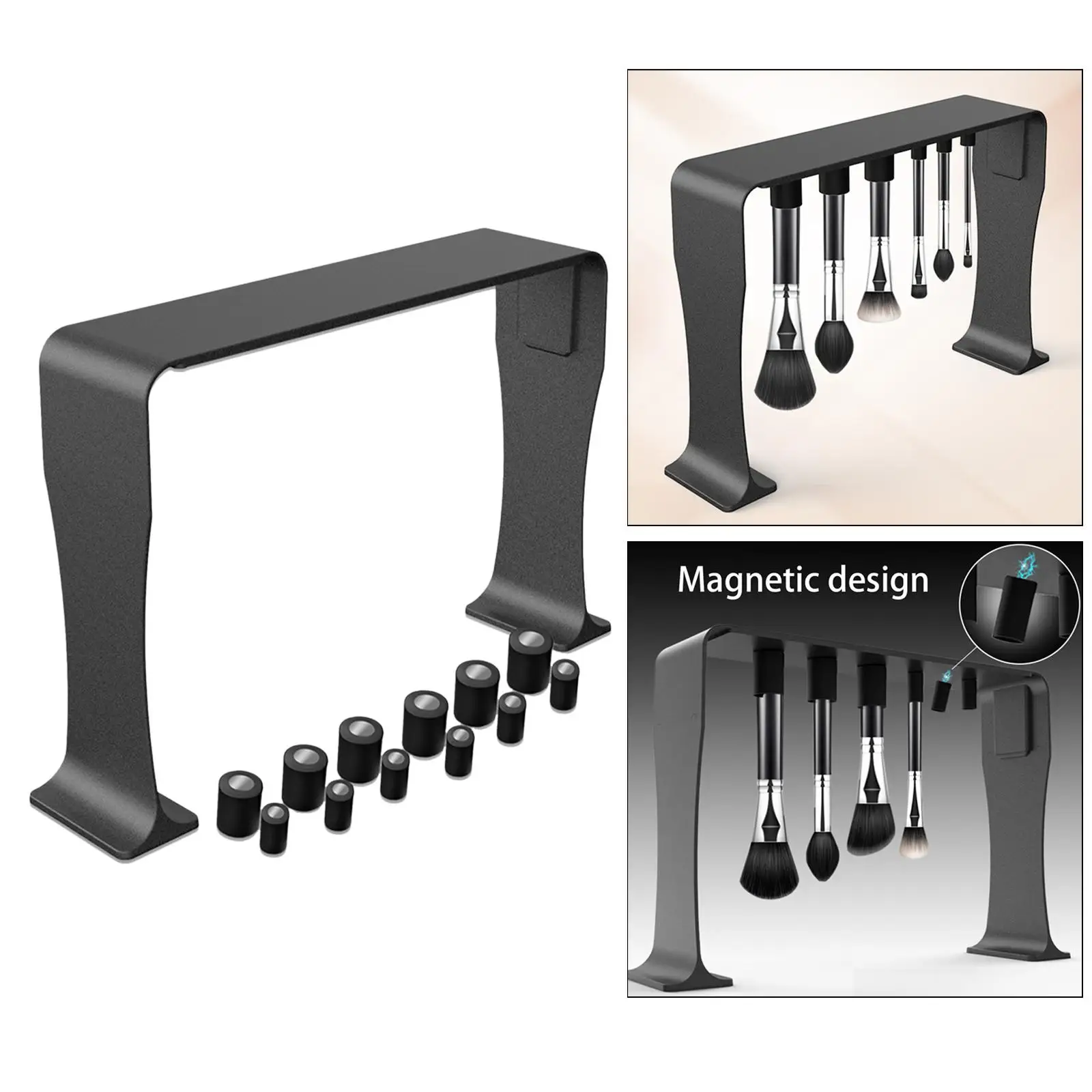 Makeup Brush Drying Rack 12 Magnetic Suction Slots Professional Detachable Portable Storage Stand Organiser for Dresser Desktop