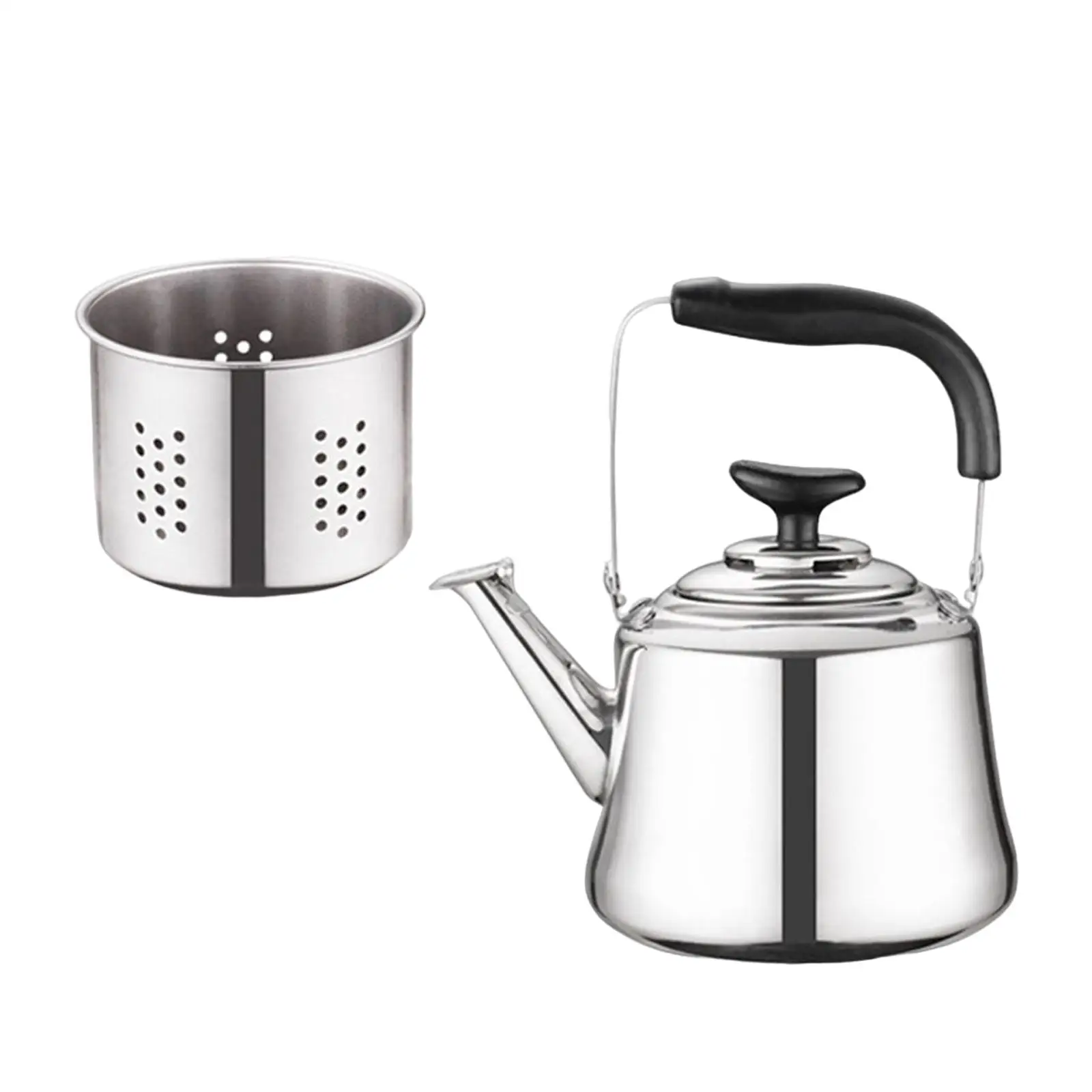 1L Whistling Tea Kettle Anti Scald Handle with Tea Spill Teapot for Travel