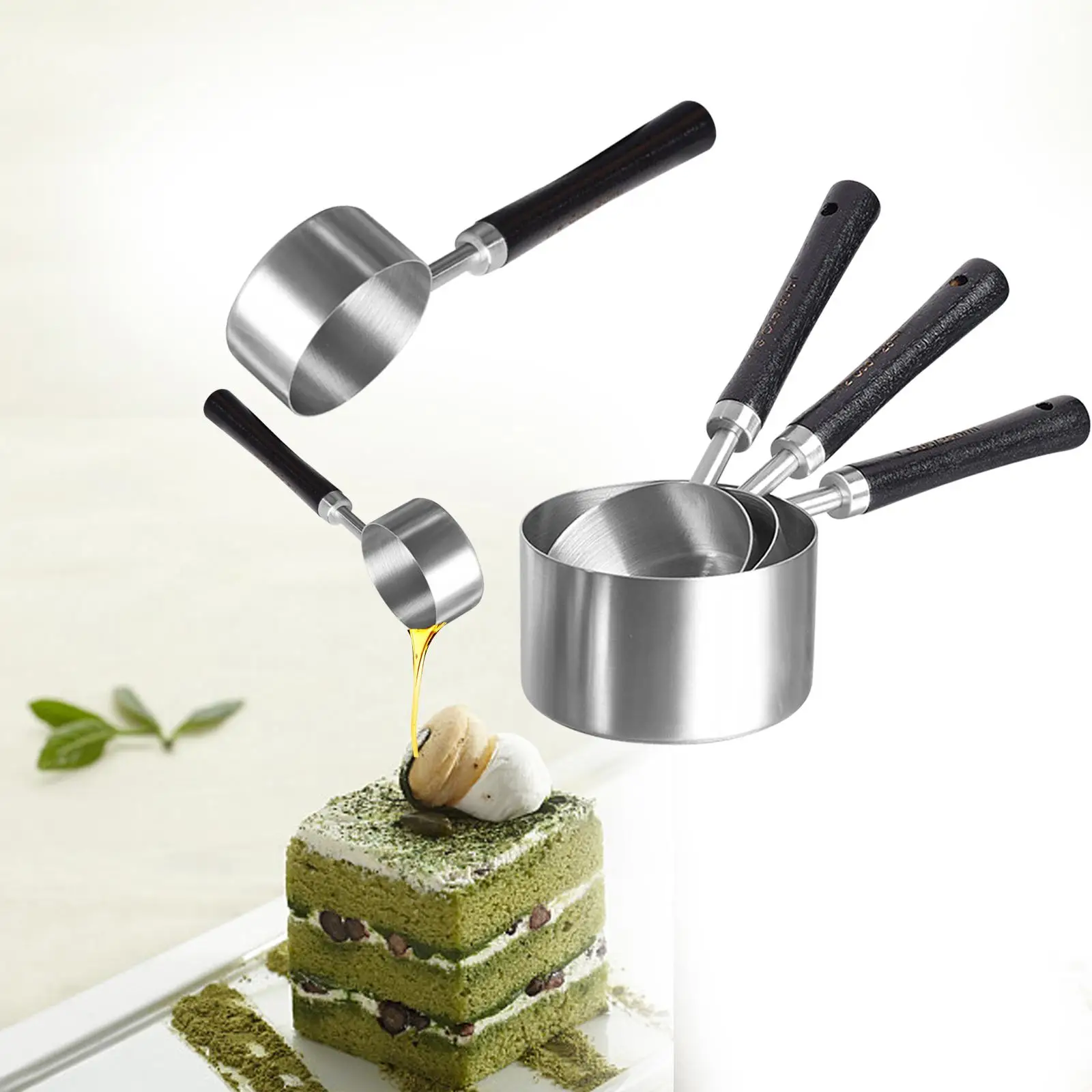 4x Measuring Tools Measuring Cups Set Stainless Steel for food Syrups