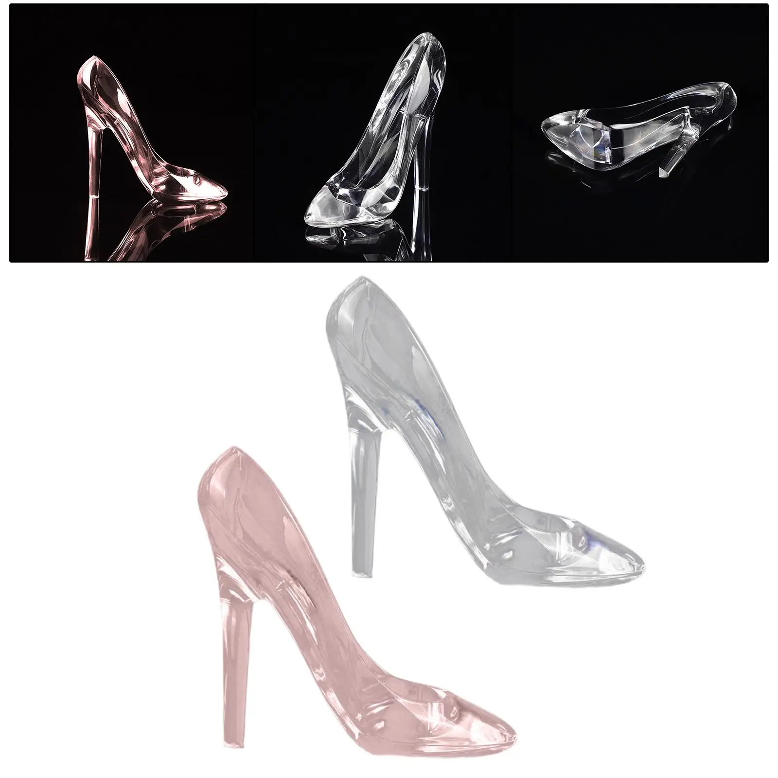 Acrylic Shoes Princess Shoes Candy Holders Decoration Slipper Figurine Home Decor Clear for Wedding Bride Party Halloween Kids