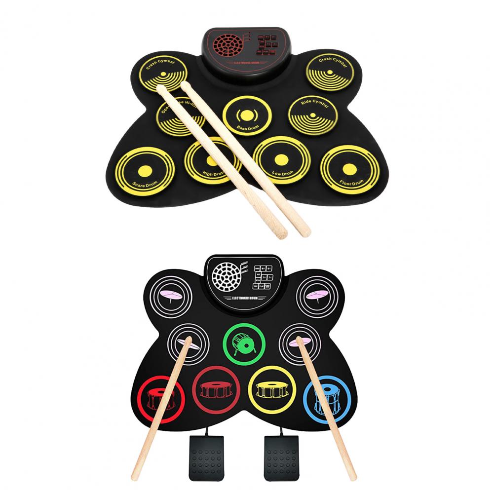 Title 18, Portable Drum Set Built-in Stereo Speaker Silic...