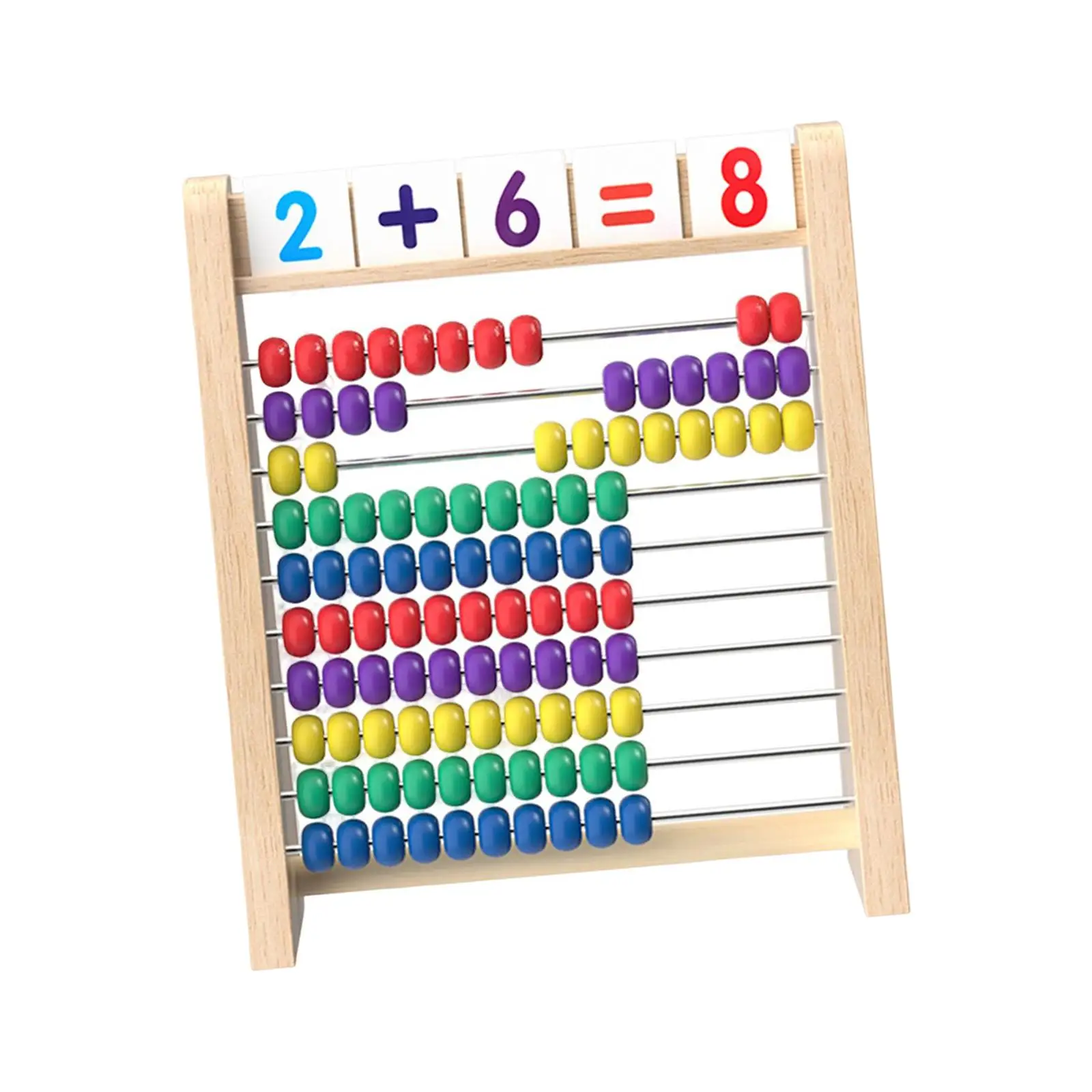 10 Row Preschool Learning Toy Counting Sticks Math Teaching Aids Wooden Abacus for Early Childhood Education Learning Preschool