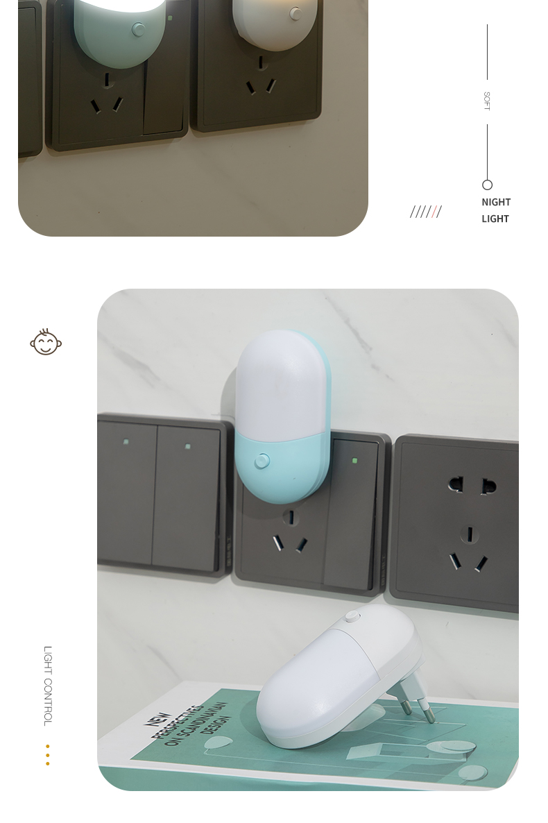 AvvRxx LED Night Light Sensor Lighting Mini EU US Plug Night Light Lamp for Children Room Bedroom Lights Christmas Lighting