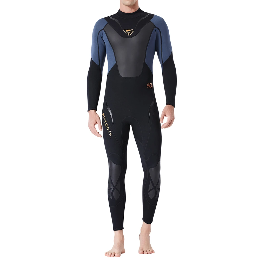 Men Neoprene Wetsuit for Scuba Diving Surfing Swimming Full Body Black Gray