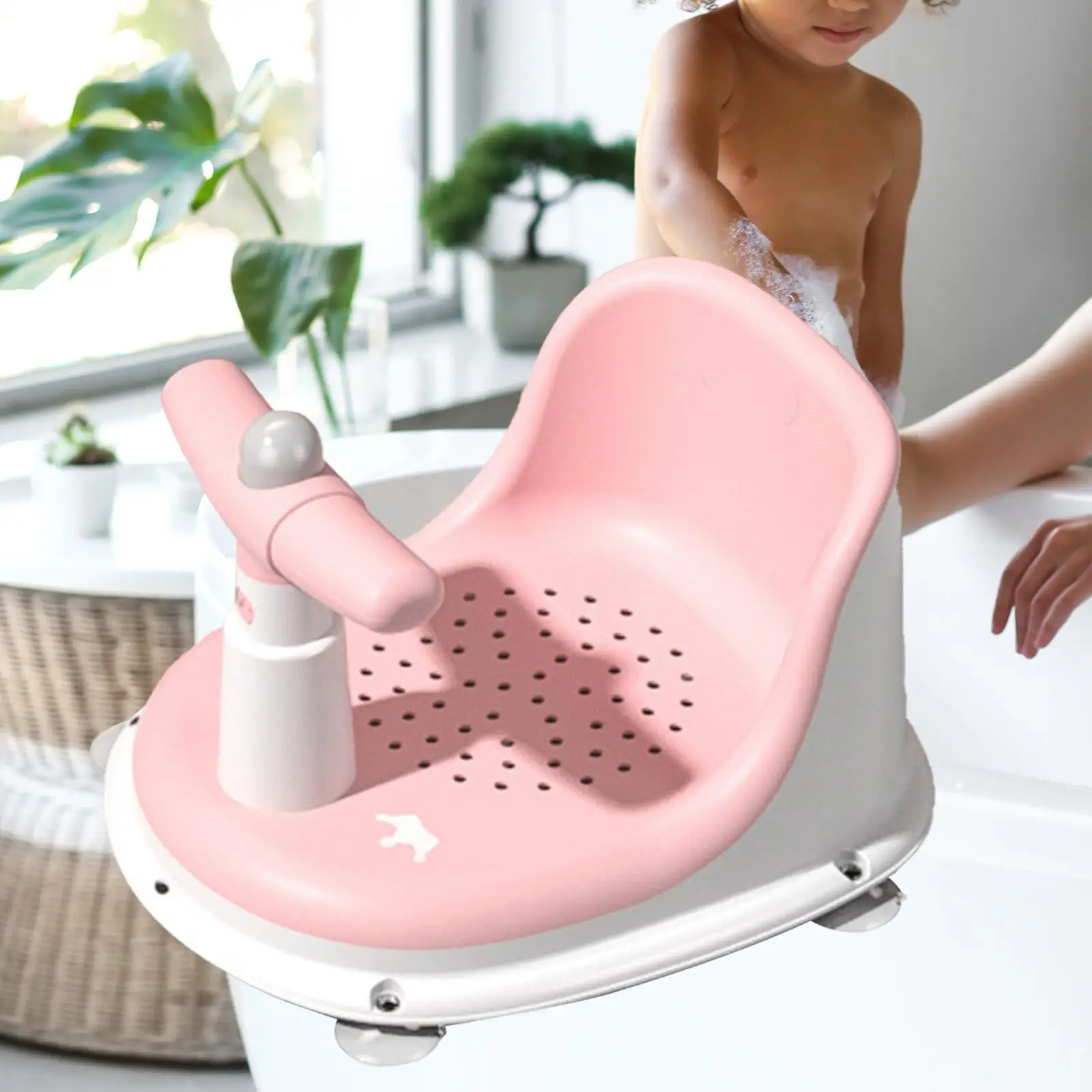 Baby Bath Seat with Secure Suction Cups Stable Soft Mat Hanging for Home