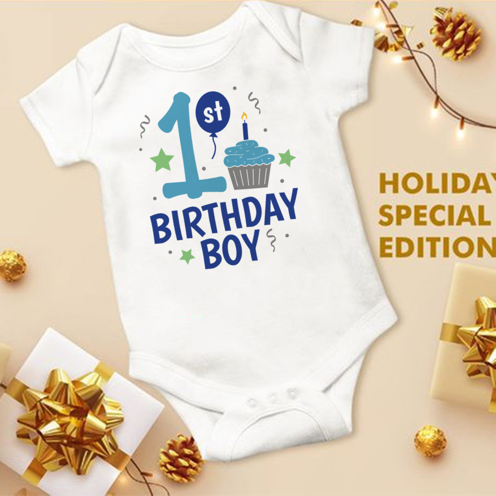 Mein 1. Geburtstag Neugeborenen Stram pler Sommer Säugling Körper Kleinkind kurze Prinz Ärmel Overall Baby Jungen Geburtstags feier Outfit Kleidung – Detail 33