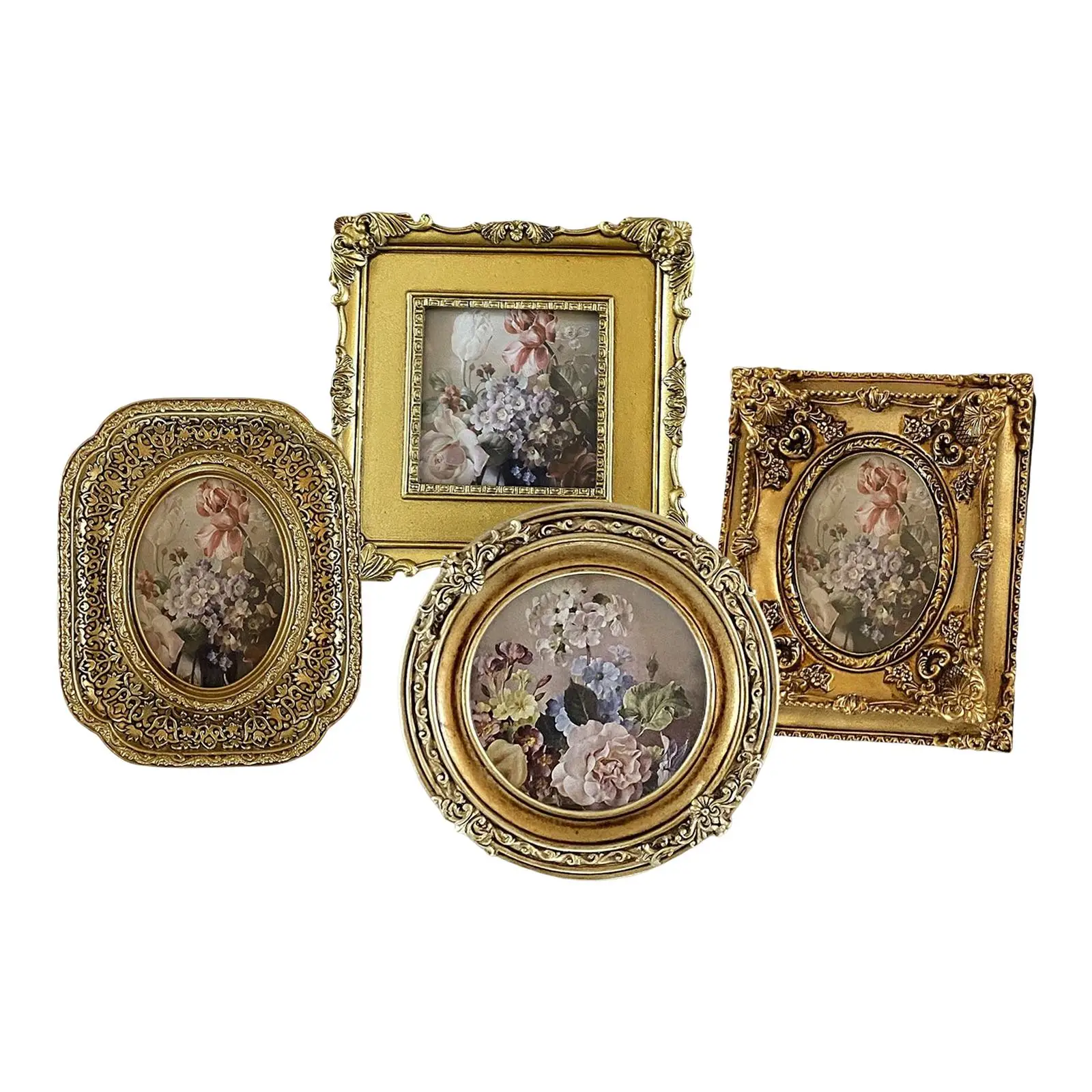 Antique Style Photo Frame Embossed Frame Photo Gallery Tabletop Wall Mounting Ornate Picture Frame for Holiday Bedroom New Year