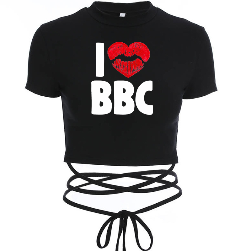 Königin der Spaten BBC NUR Sommer Frauen Schwarz Kurze T-Shirts Damen Sexy Crop Tops Kurzarm Bandage T Tops Weibliche Shirts – Detail 10