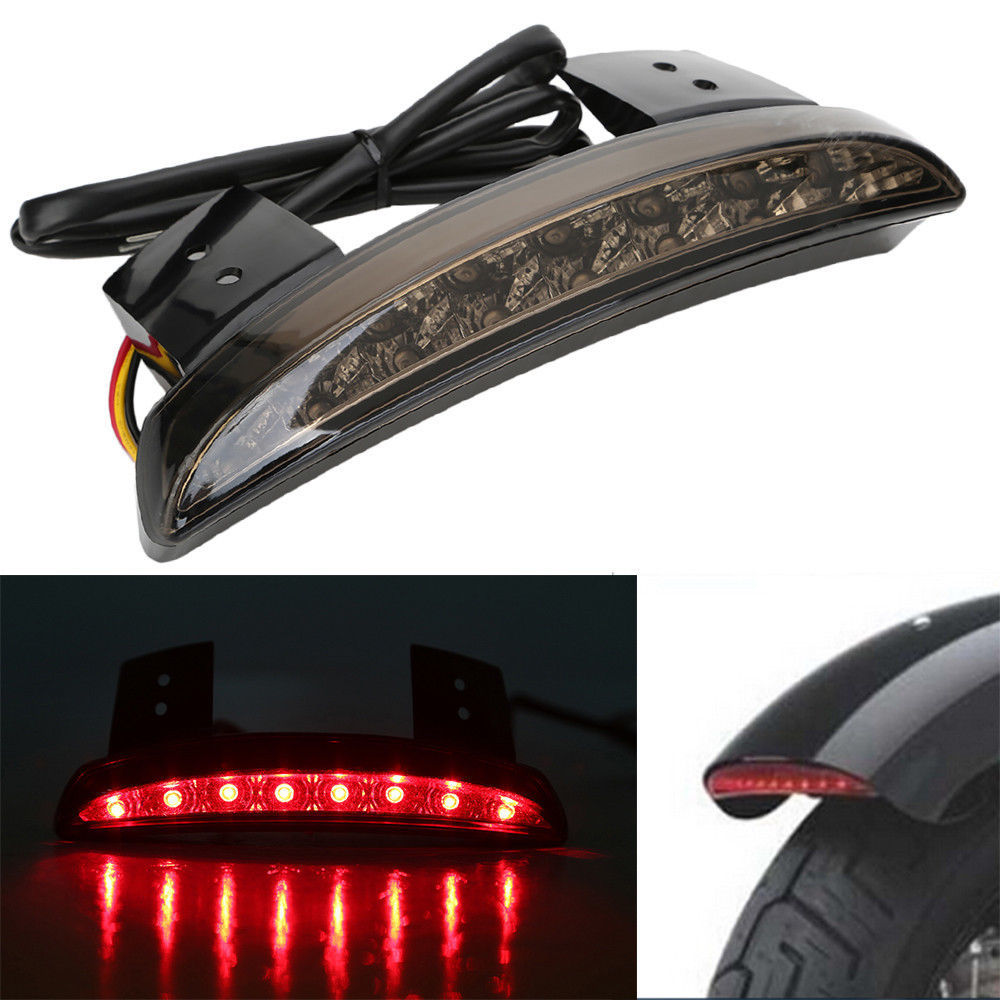 Motorcycle Smoke Chopped Fender Edge LED Stop Tail Brake Light for Harley Sportster XL 883 1200 - LED for High Visibility
