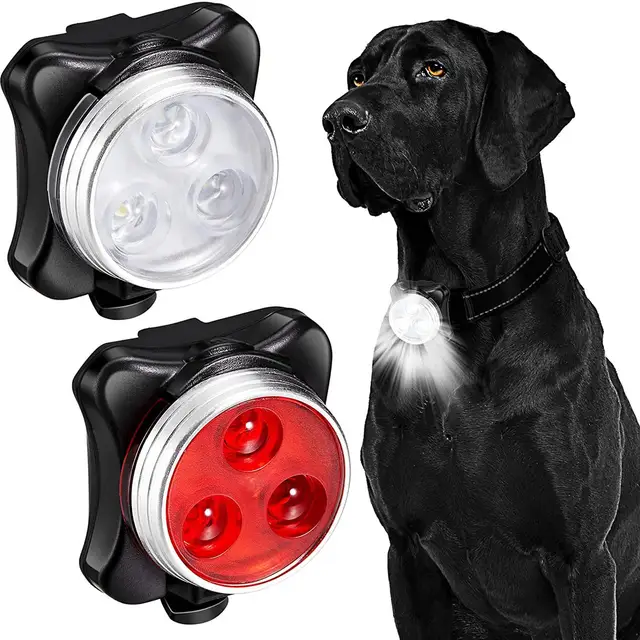 Nobleza Luz LED de Silicona para Collar de Perro,Luz de Seguridad para  Mascotas Impermeable para Caminar de Noche Accesorios de Perros,3  Modos，L8*W3.2CM(1 Pcs)