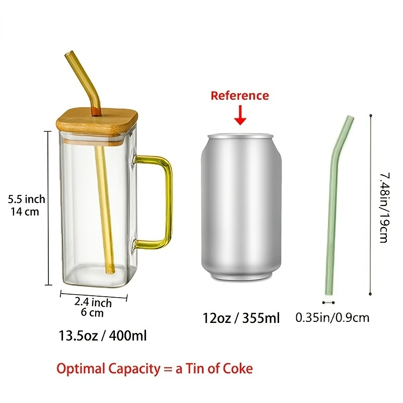  Glass Cups with Lids and Straws, 640ML Borosilicate
