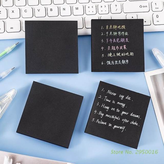 10 Pads Simple Sticky Notes Square Black Sticky Marker Sticky