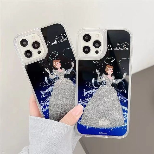 Disney Princess Quicksand Phone Case For Iphone 11 12 13 14 Pro Max X Xs Xr  Plus Shockproof Cover