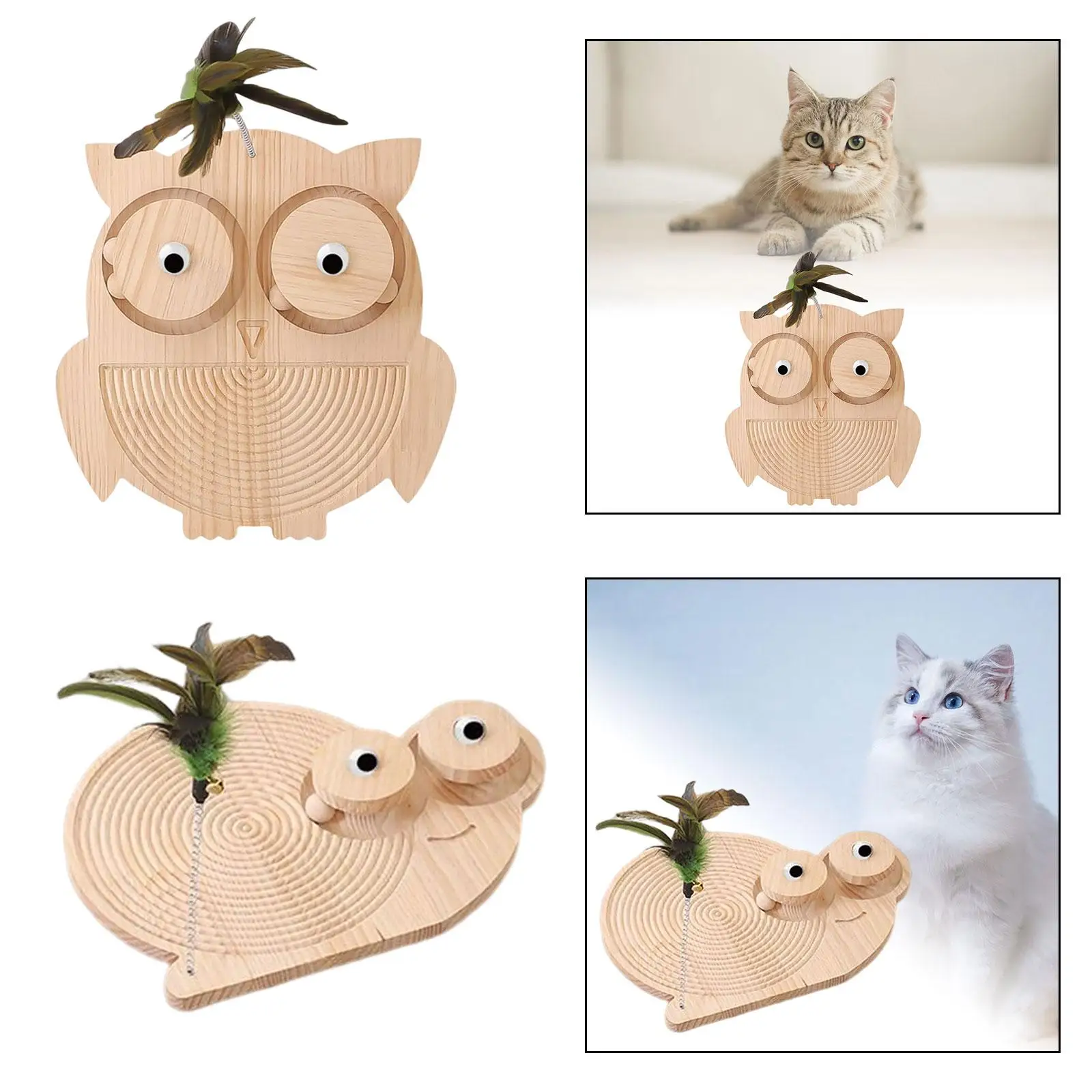Wooden Cat Scratching Board Teaser Portable Interactive Toy Activity Center Scratch Pad Durable Cat Scratcher for Cats Kitten