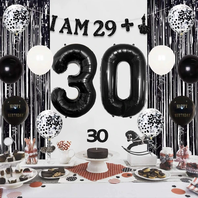 Black Happy Birthday Party Decorations, 30 Birthday Balloon, Sash Banner,  Cake Decor for Man and Woman, So Happy I'm Takes 30, 2 - AliExpress