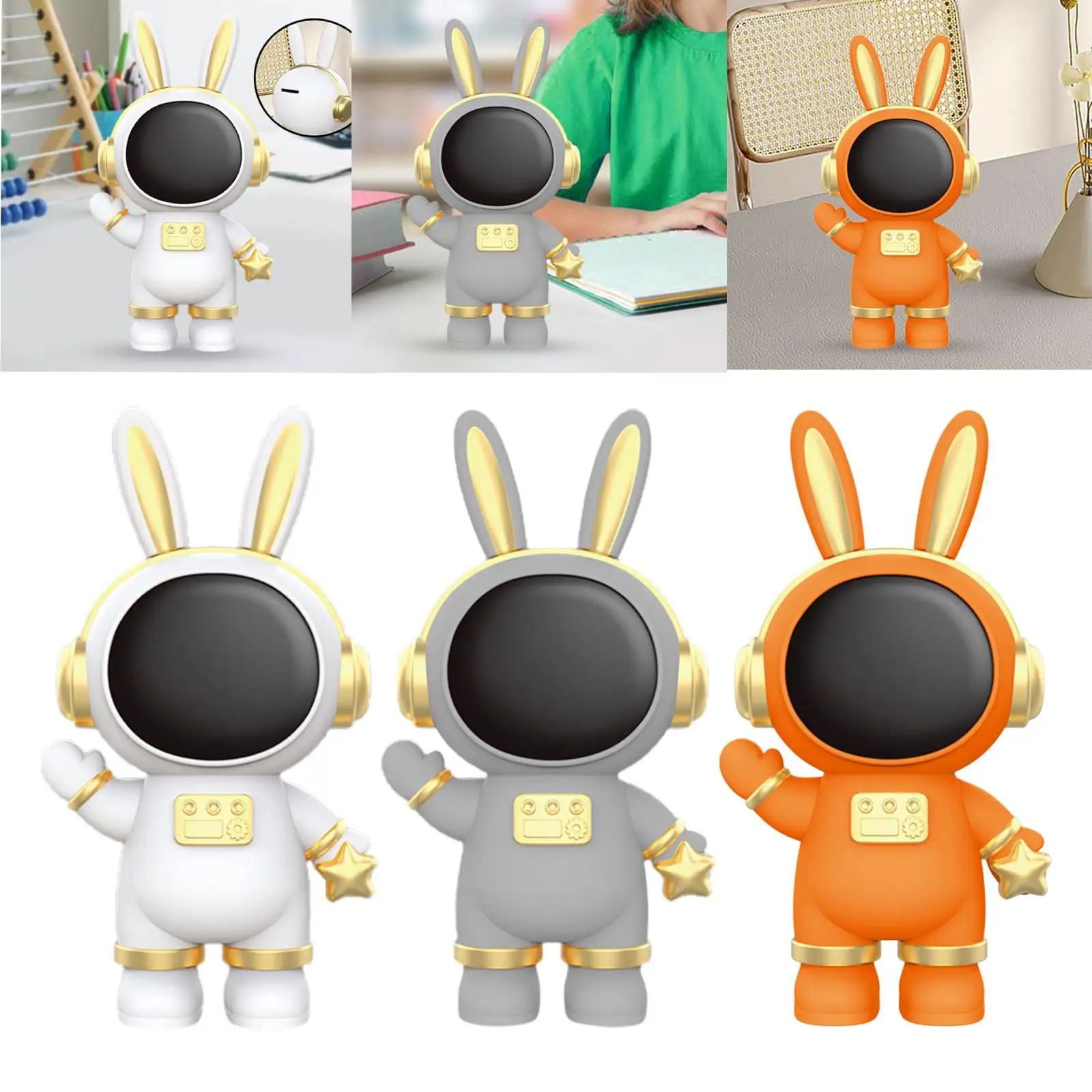 Coin Money Bank Rabbit Astronaut Shape Money Saving Box Spaceman Piggy Banks for Adults Children`s Room Decoration Birthday Gift