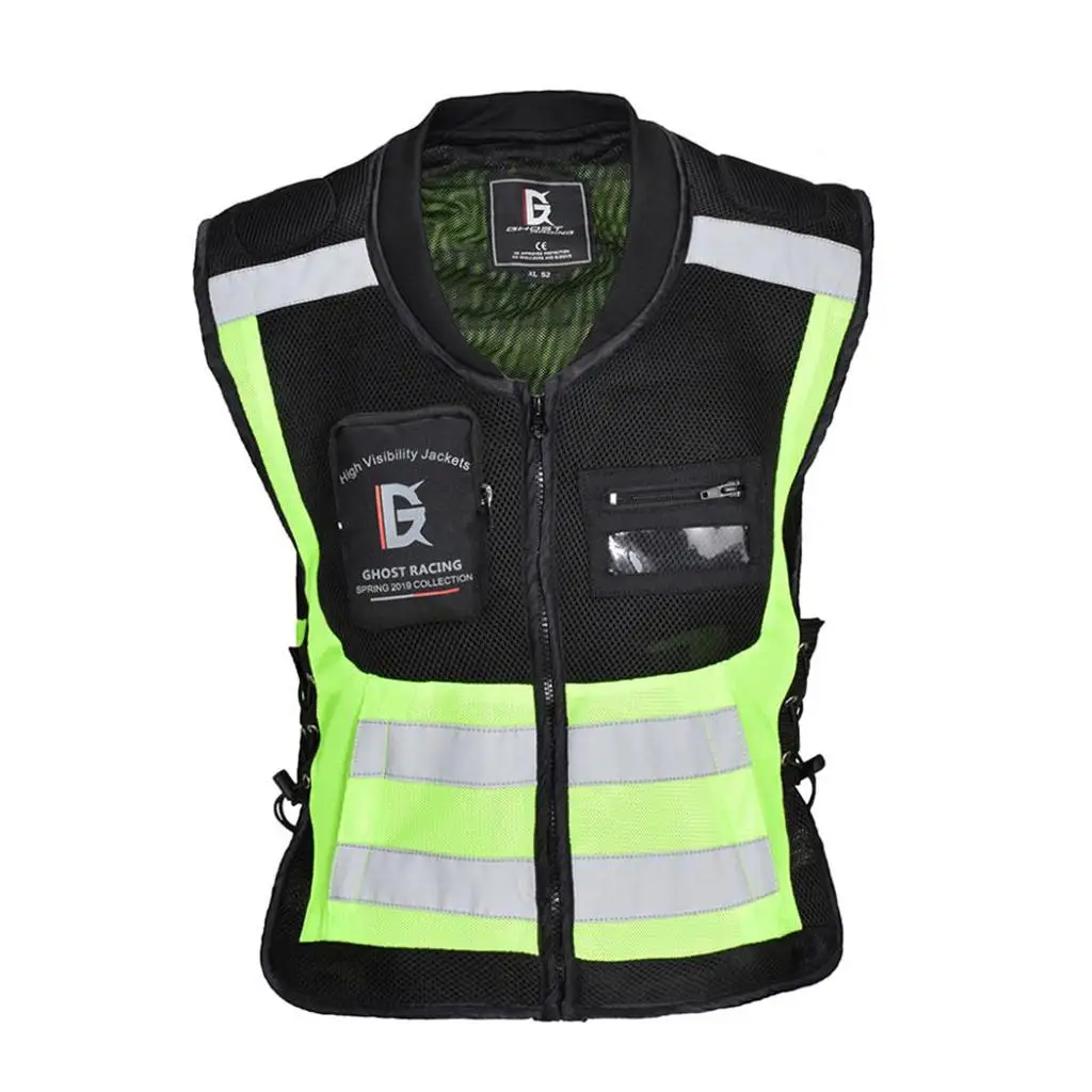 1PC Hi-Vis Reflective Motorcycle Vest Adjustable Waistcoat Commuting Jacket Safety Outwear For Motorcycle Wearing