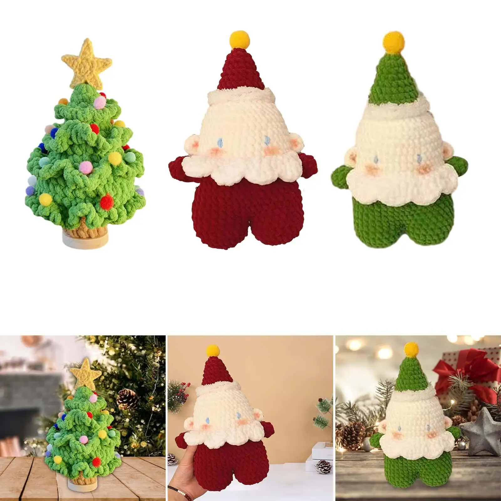 Christmas Crochet Set Beginners Handmade Christmas Ornament Craft Set for Gift Party Favors Boys and Girls Holiday Thanksgiving