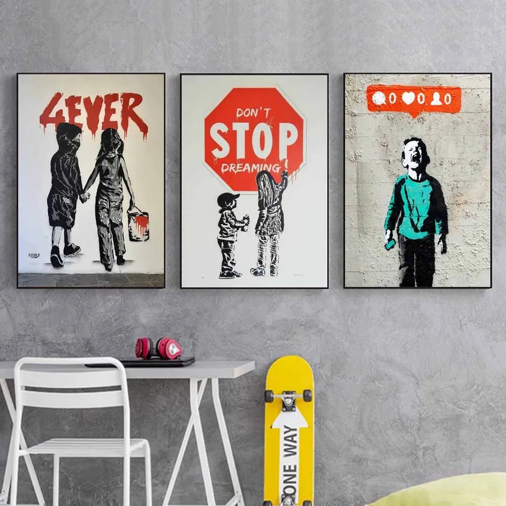 Street Culture Graffiti Art Prints and Poster Banksy Living Room Corridor Bedroom Home Decor Canvas Painting Wall Art Pictures