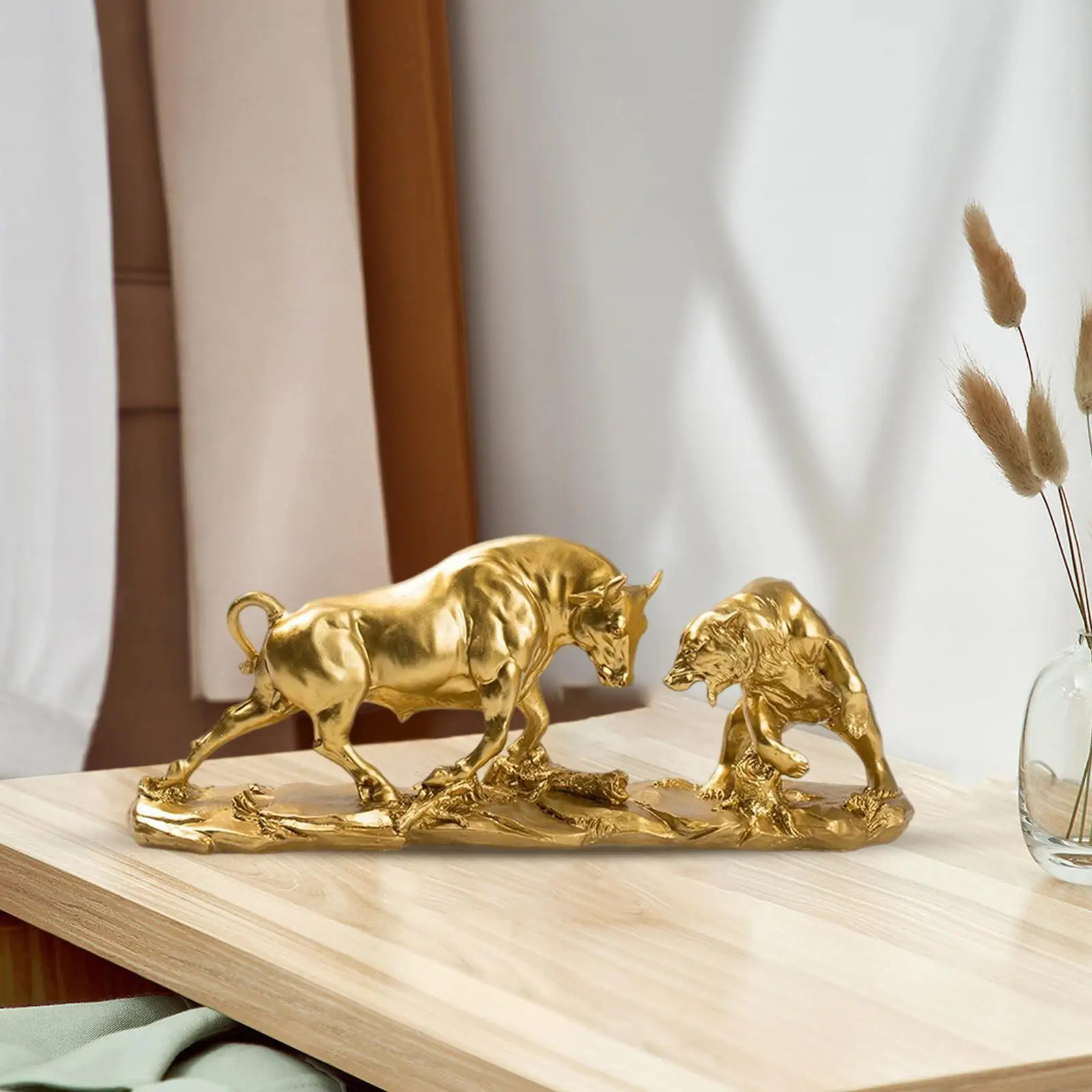Animal Sculpture Artwork Bear And Bull Statue for Living Room Shelf Decor