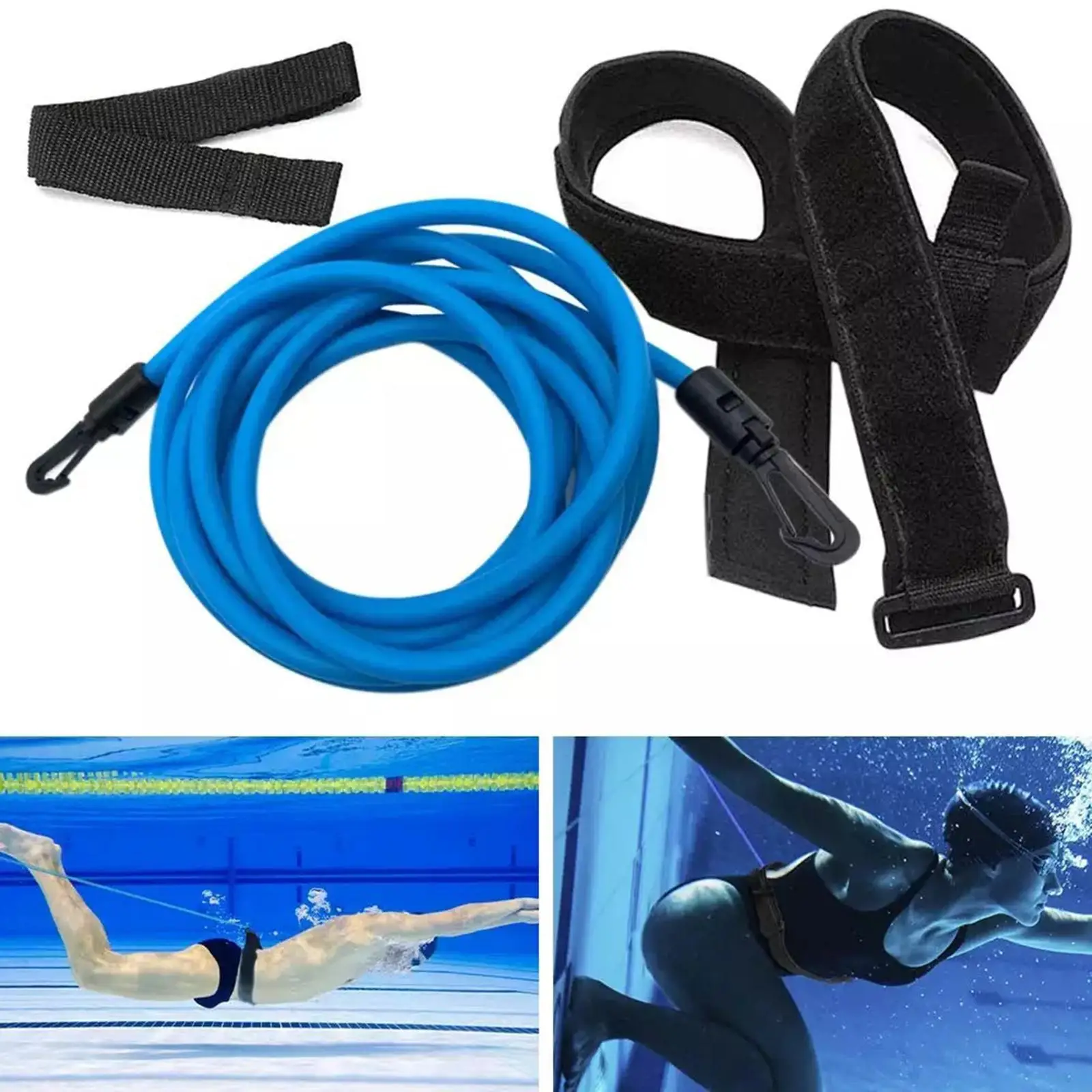 Swimming Resistance Belt Practice Exercise Swim Trainer Tether Mesh Bag