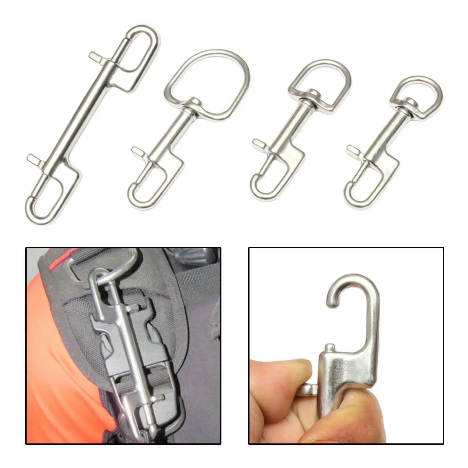 Stainless  Snap Hook For Dog Leash Key Chain  Single Double