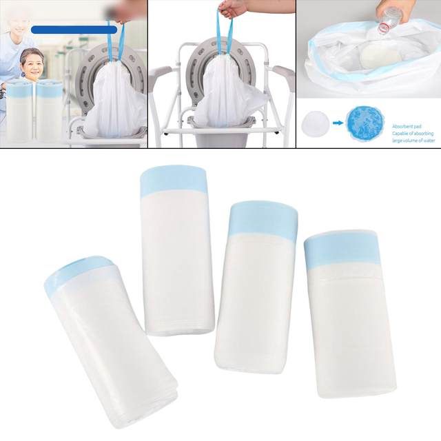 Commode Liners Toilet Bags Universal Drawstring Bag Commode Chair Disposable Large Strong for Elderly Travel Camping