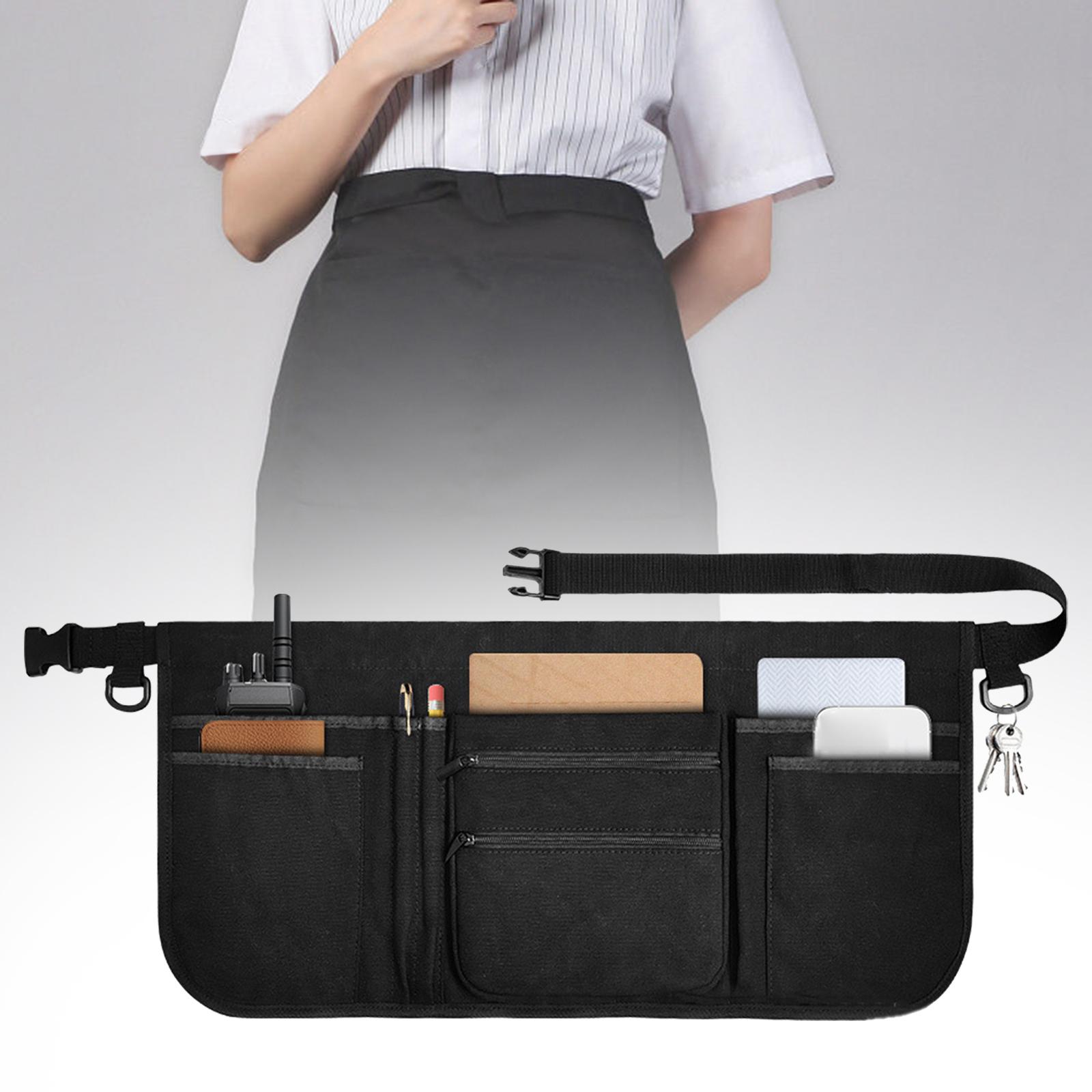 Restaurant Waiter Apron Waist Money Pouch Bag with Pockets Waitress Apron for Garden Cafe Bar Waiter Waitress Woodwork Outdoor