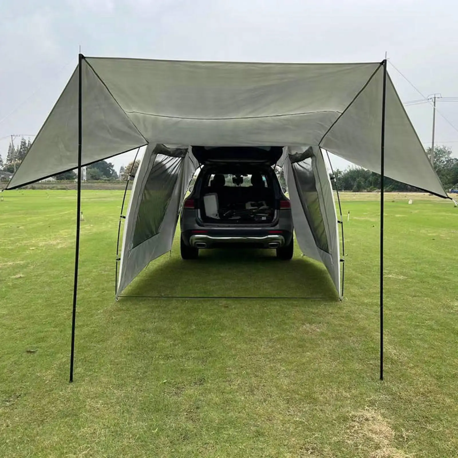 Car Rear Tent Extension Waterproof Sun Shade Shelter SUV Trunk Tent Car Travel Tailgate Shade Awning for Tour Barbecue