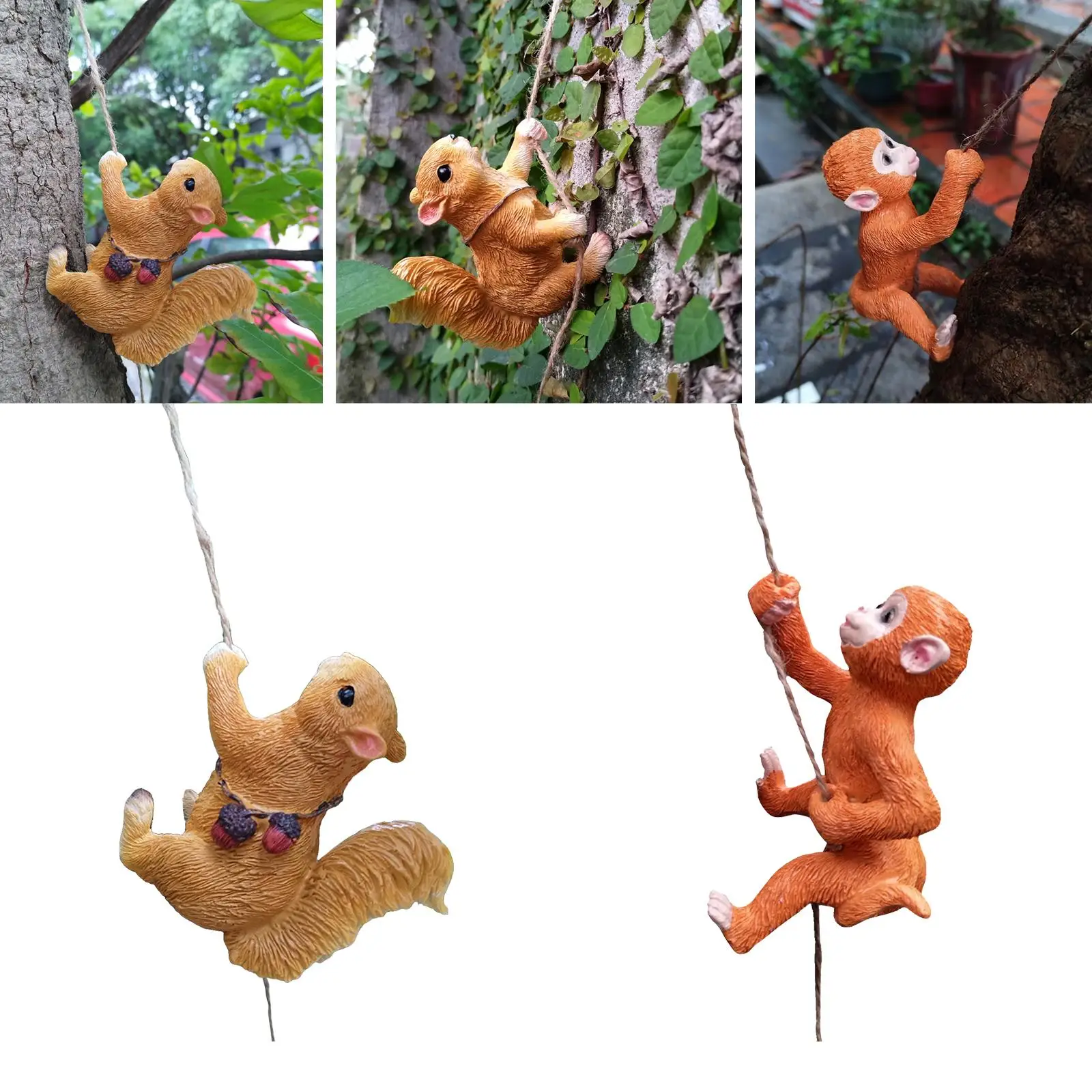 Climbing Animal Figurine Plant Pot Hanger Hanging Ornament Resin for Patio Fence Tree