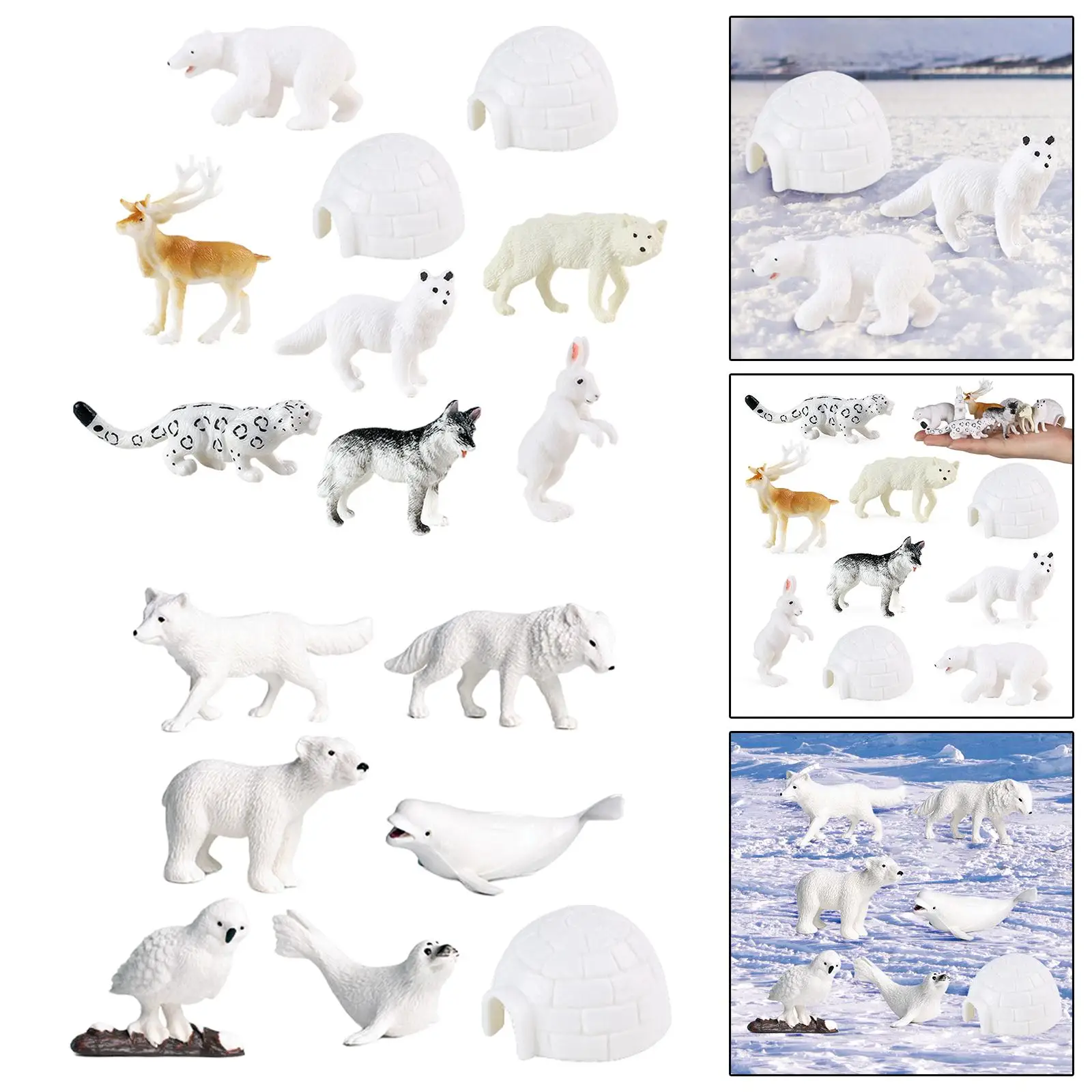 Mini Arctic Animal Model Statues Small for Shelf Decor Children Party Favor