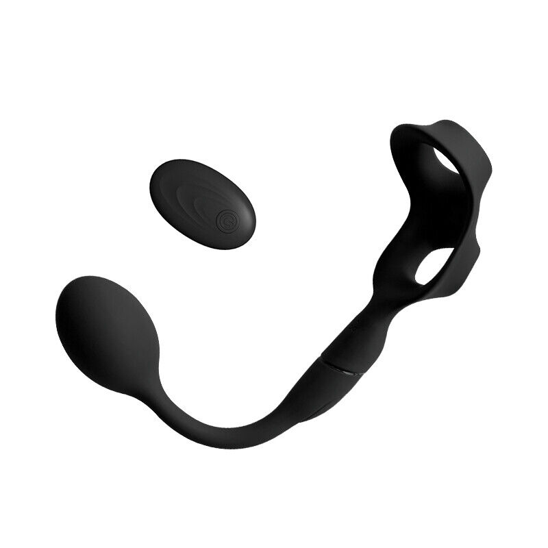 Massageador de Próstata Masculino Com Anel Peniano Anal Tail Cockring